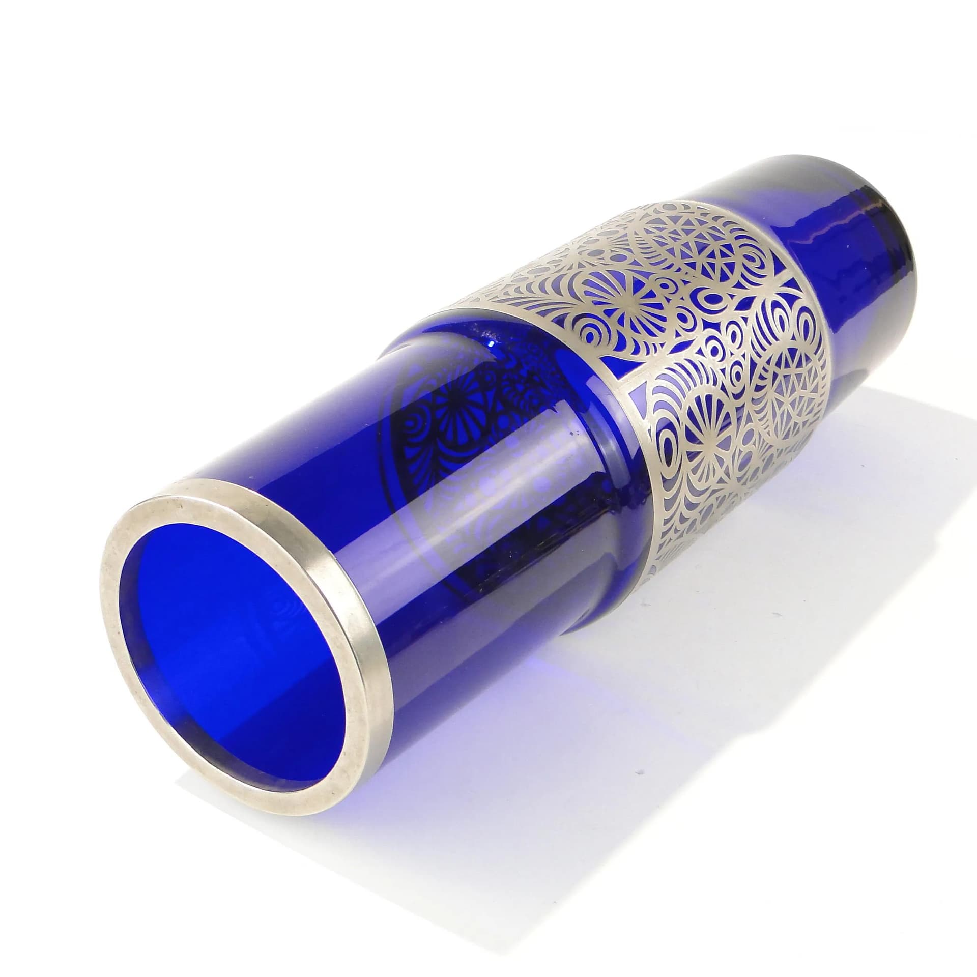 Wazon modernistyczny, ciemnoniebieski, szkło, Huta Szkła Hortensja, Polska, lata 70. - 162957