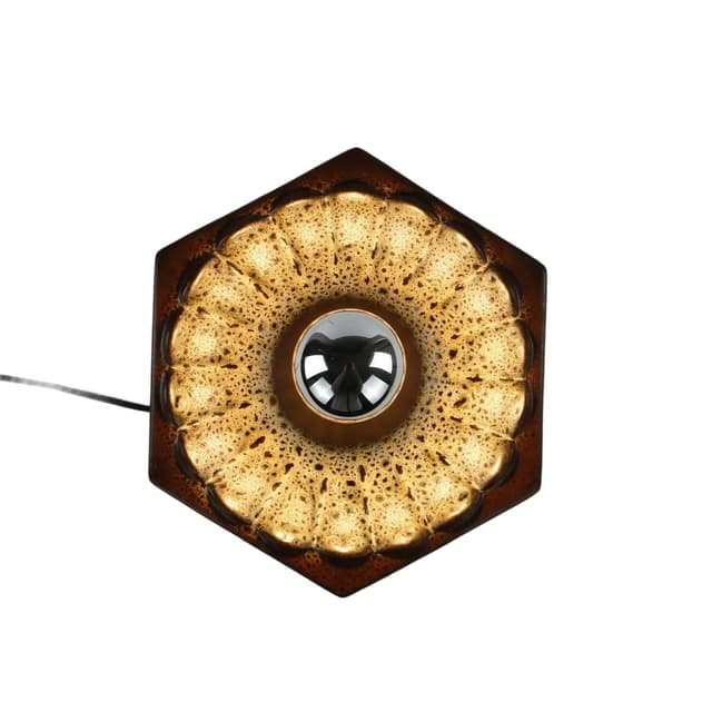 Kinkiet kaflowy, brązowy, ceramika, Honsel, Niemcy, lata 60. - WYMIARY