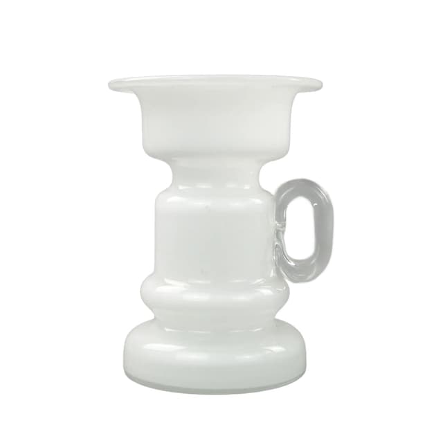 Wazon z uchem, szkło biały, szkło transparentny, proj. J. Słuczan-Orkusz, Polska, lata 80. - WYMIARY