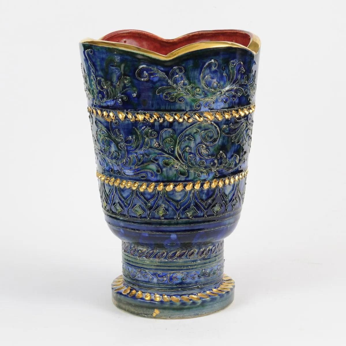 Vase, cobalt blue, ceramic, by L. Waem, Maitrise de Nimy, Belgium, 1950s. - 162319