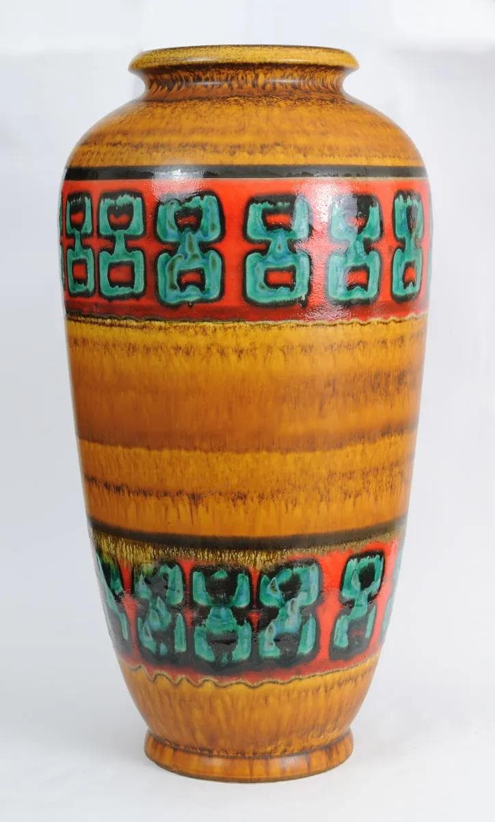 Vase fat lava, multicolor ceramics, Scheurich, Germany, 1960s. - 162305