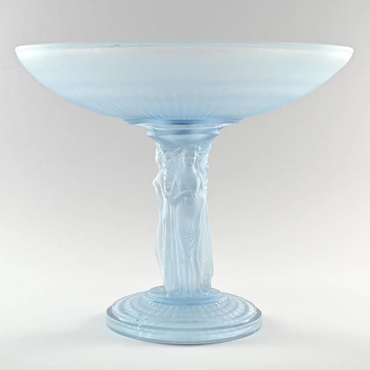 Patera Trzy Gracje, turkusowy, szkło, proj. E. Franckhauser, Jobling, Wielka Brytania, lata 30. - 162299