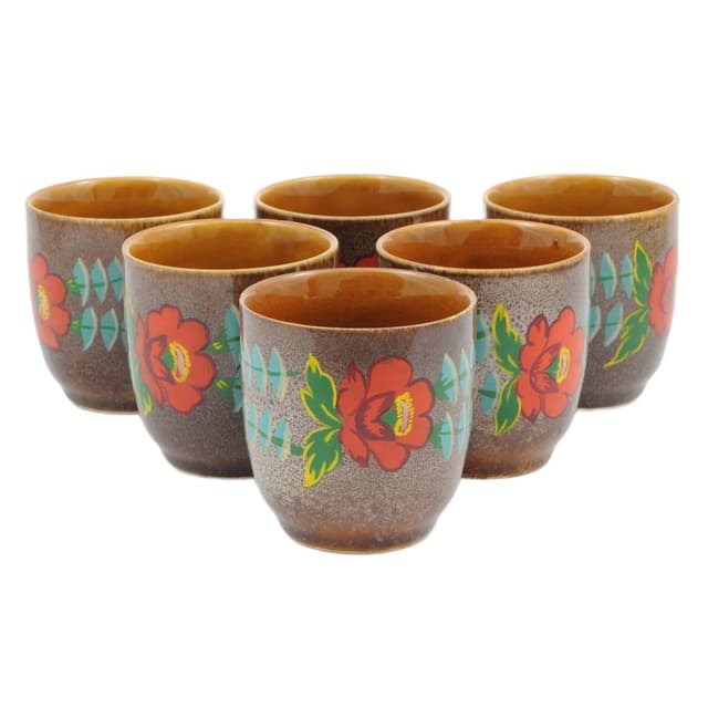 Set of Jaś mugs, brown gradient porcelain stoneware, by A. Sadulski, Poland, 1970s. - DIMENSION