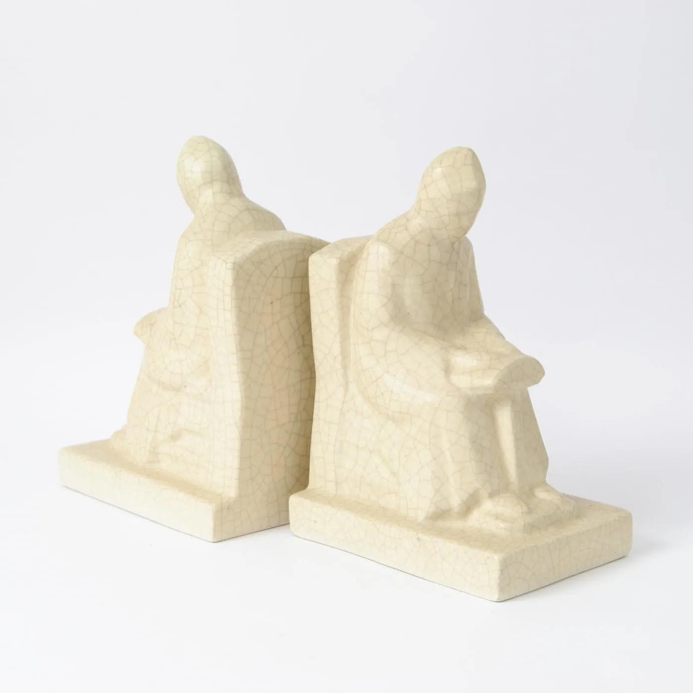 Para podpórek do książek, beż, ceramika, Ceramique De Bruxelles, Belgia, lata 30. - 162291