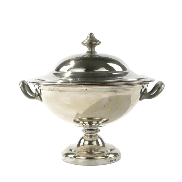 Neoclassical tureen, silver, brass, United Kingdom, early 20th c. - DIMENSION