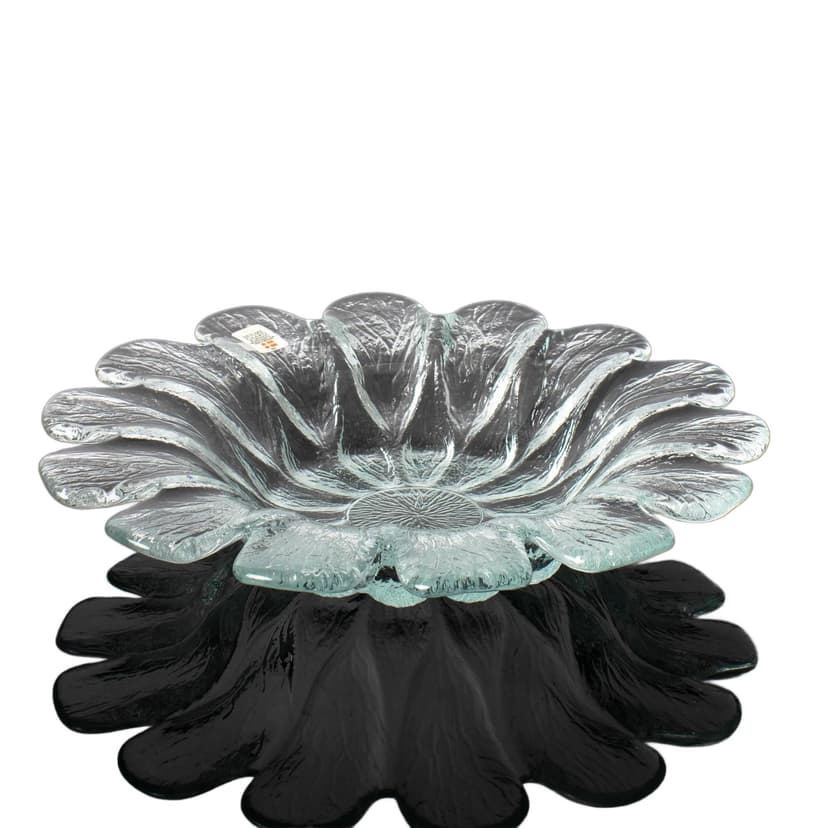 Glass centerpiece, transparent, by S. Werner, Holmegaard, Denmark, 1980s.