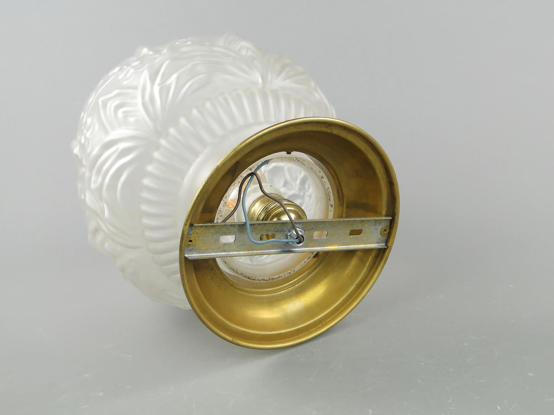 Ceiling Lamp, Transparent Glass, Brass, Poland, 1940s - 162810