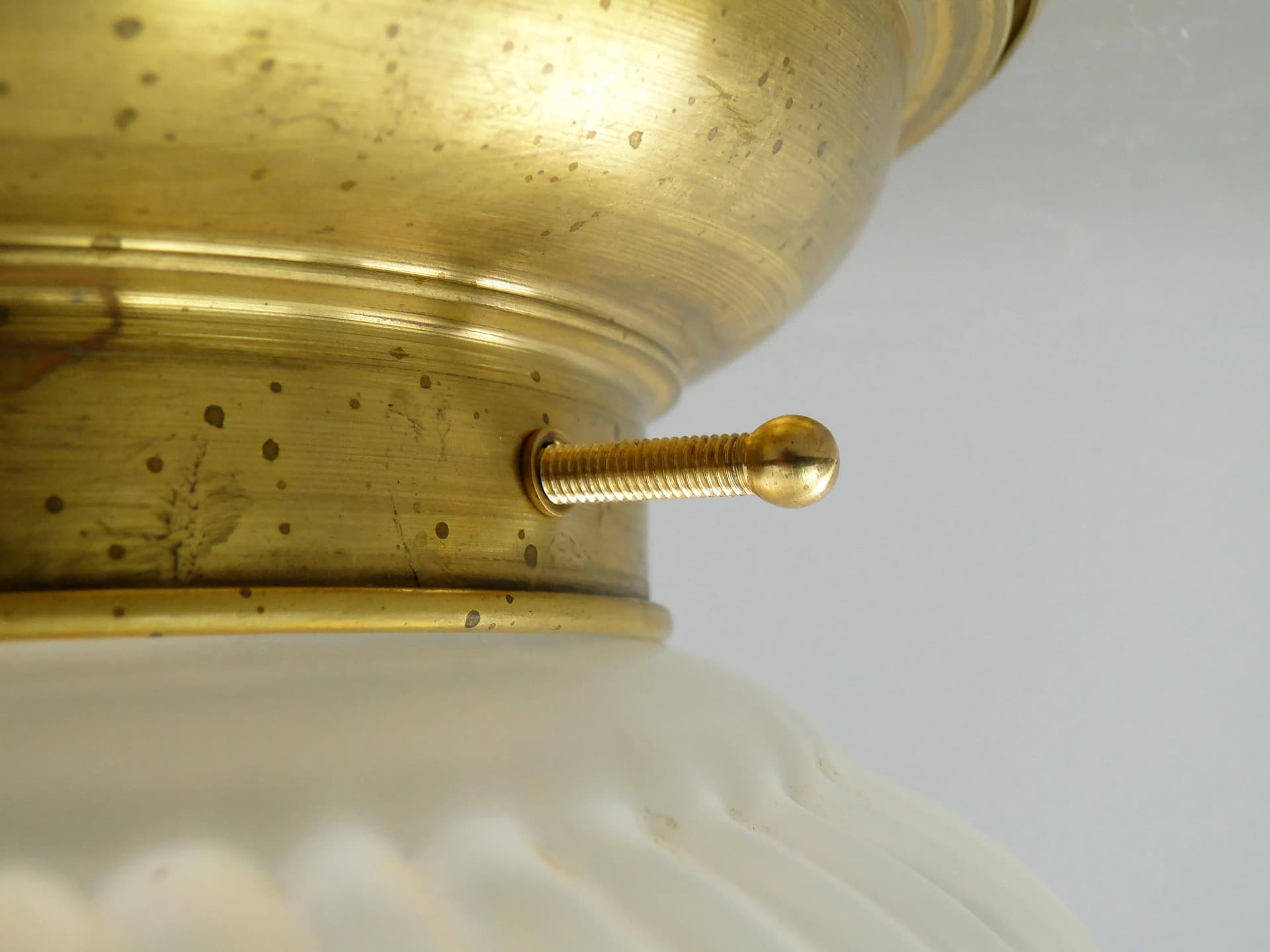 Ceiling Lamp, Transparent Glass, Brass, Poland, 1940s - 162809