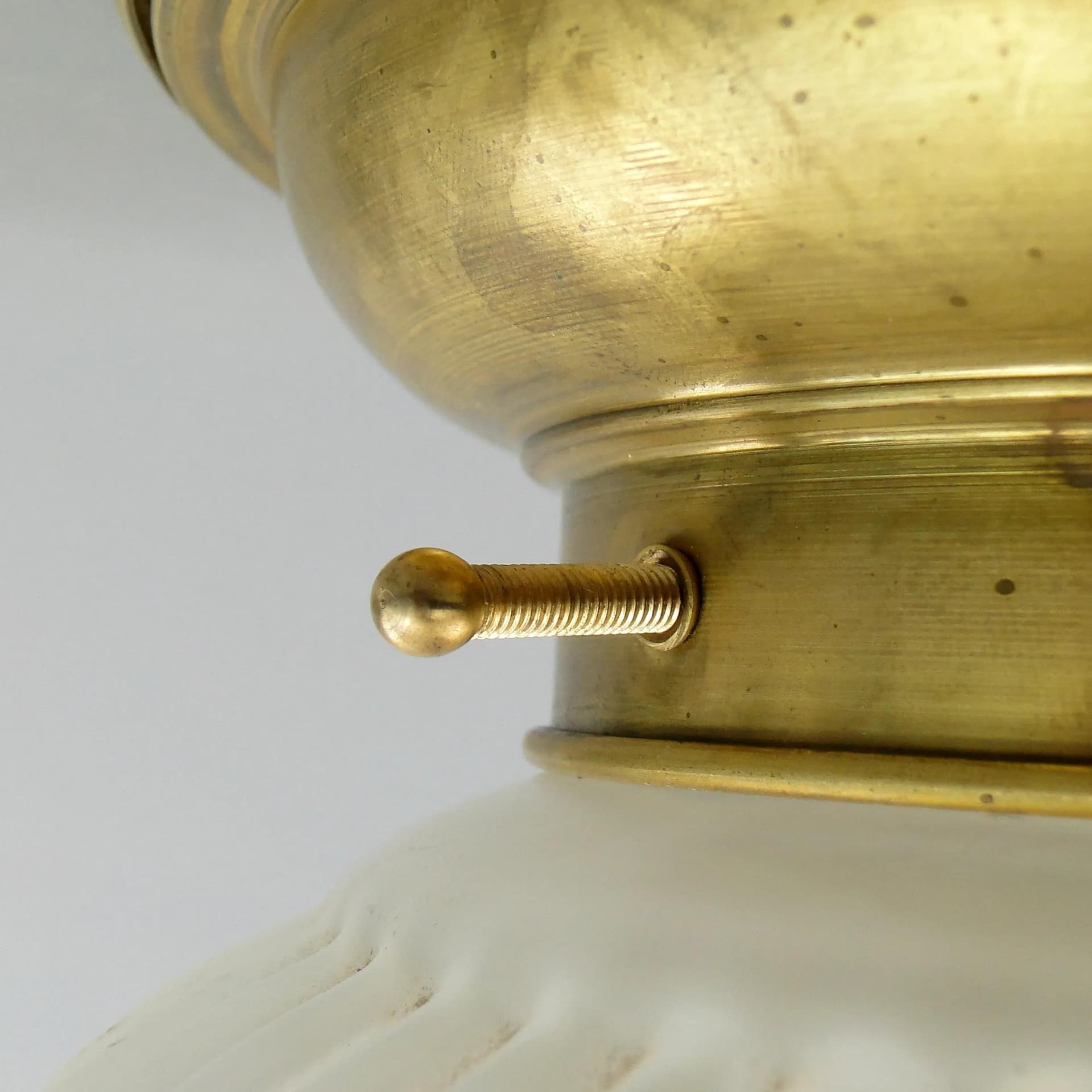 Ceiling Lamp, Transparent Glass, Brass, Poland, 1940s - 162808