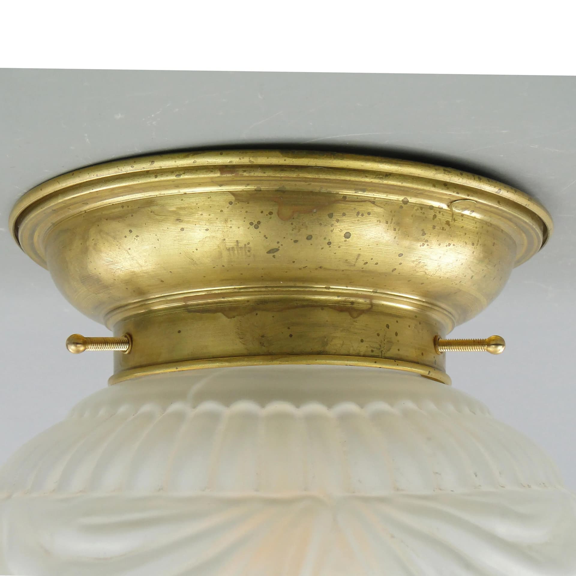Ceiling Lamp, Transparent Glass, Brass, Poland, 1940s - 162807