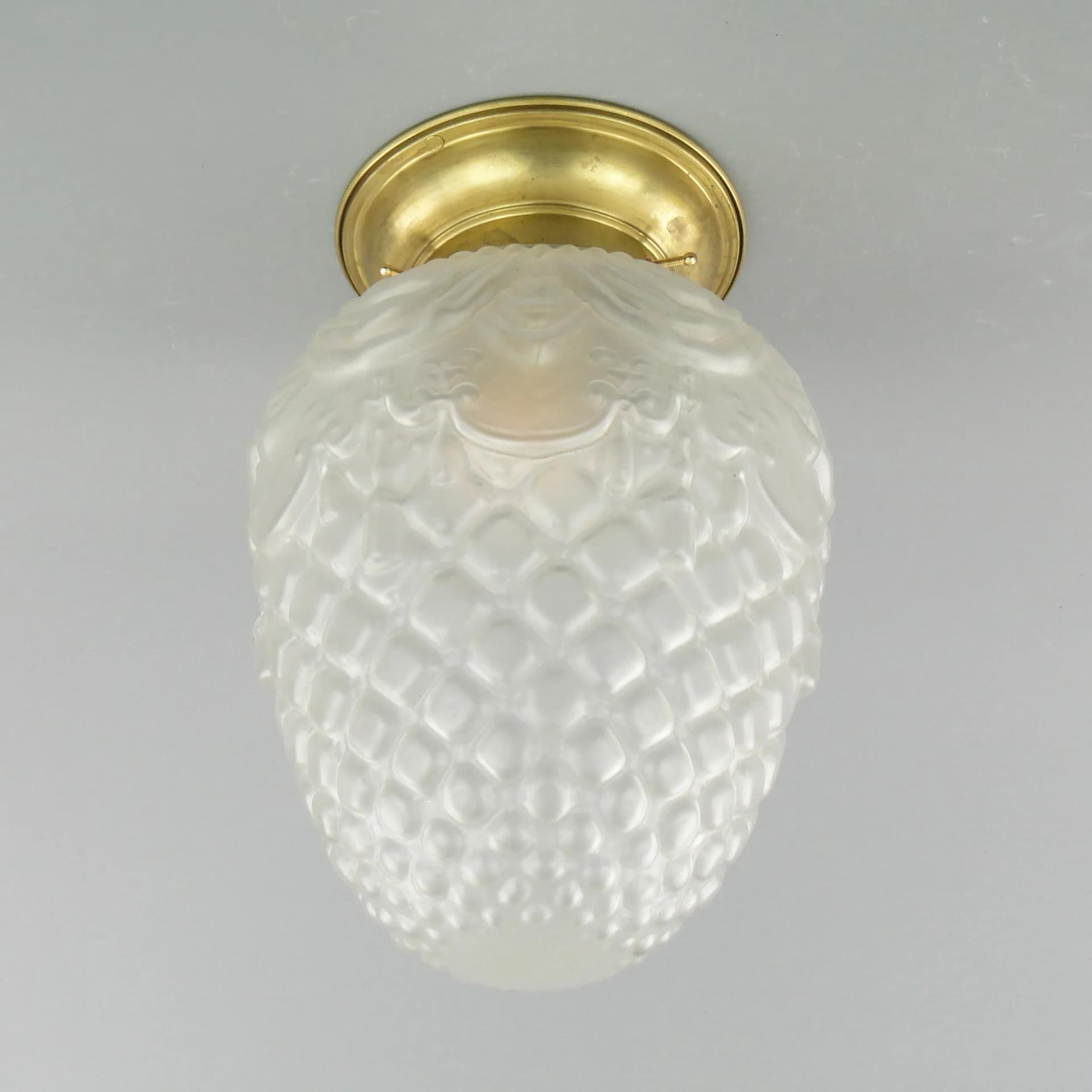 Ceiling Lamp, Transparent Glass, Brass, Poland, 1940s - 162804