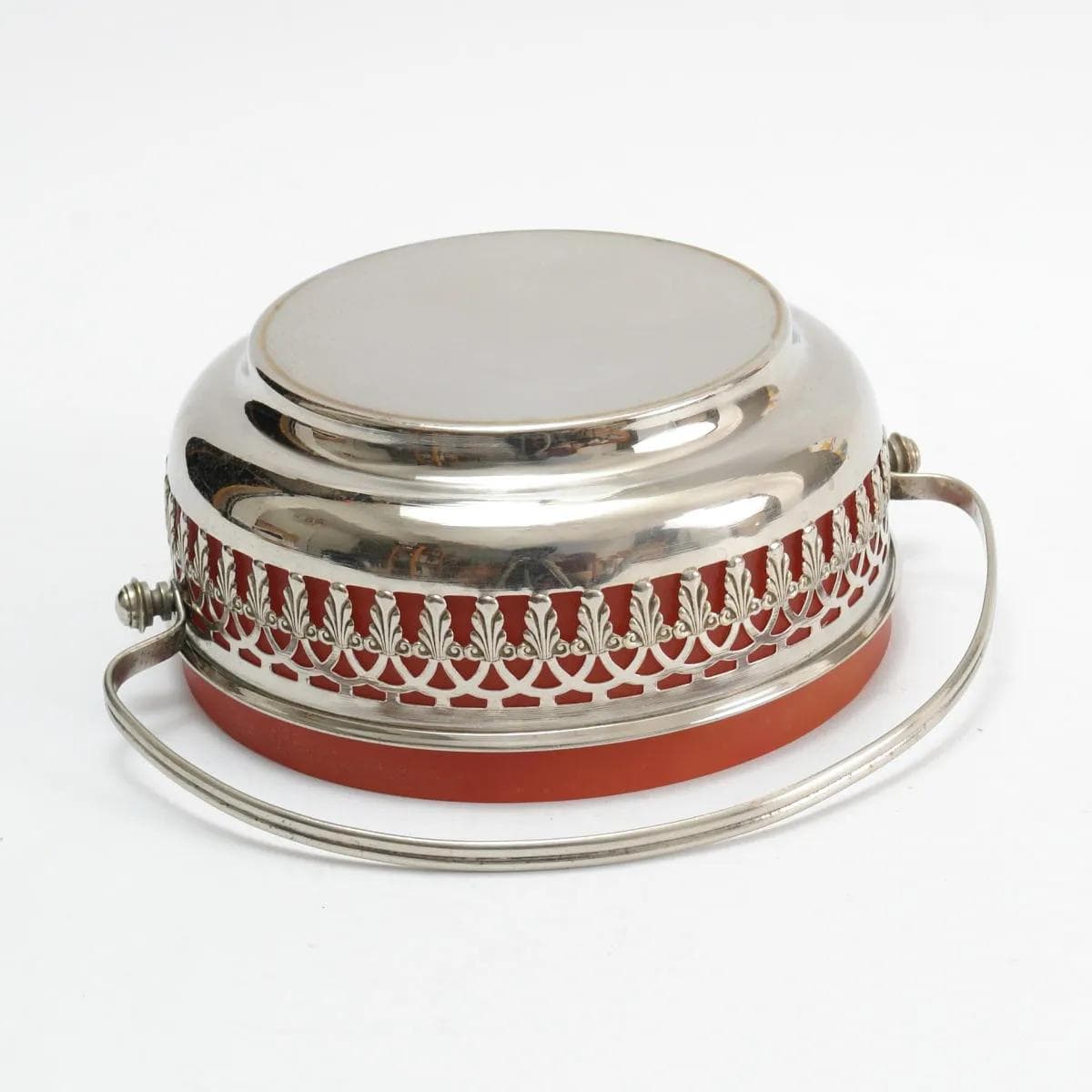 Sugar bowl, orange glass, nickel-plated brass, early 20th c. - 162270