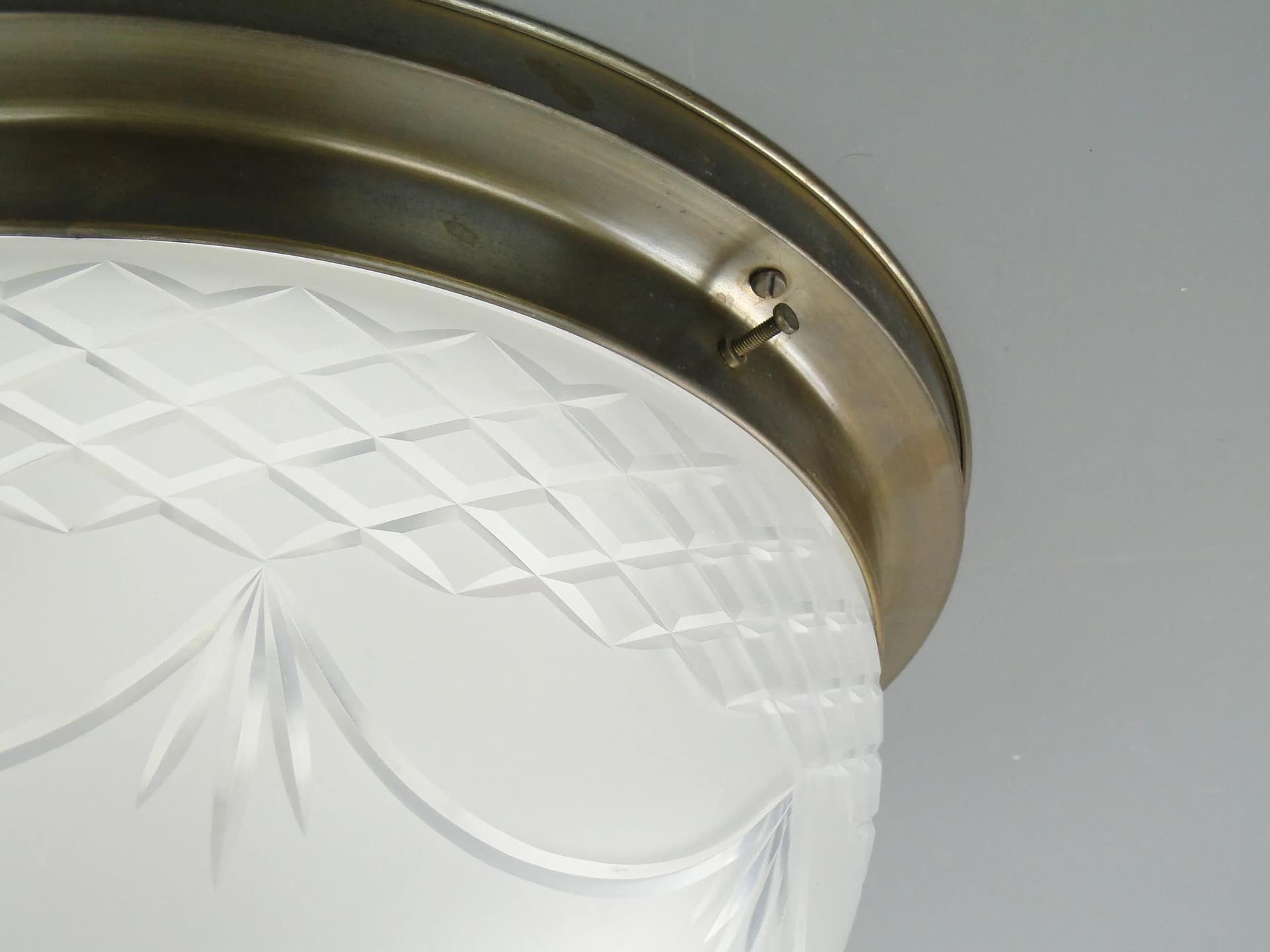 Art Nouveau Ceiling Light, silver brass, glass, Germany, 1970s - 162797