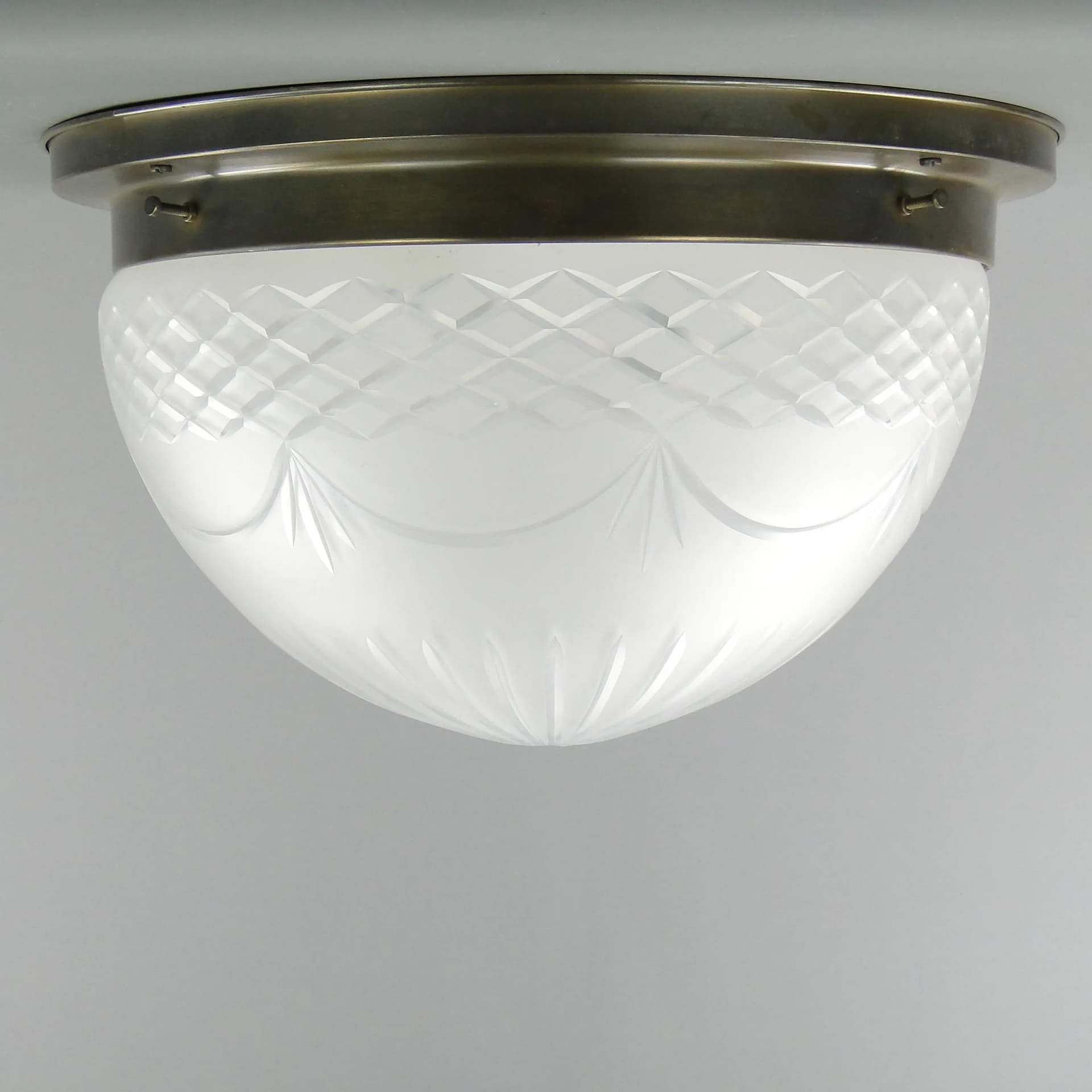 Art Nouveau Ceiling Light, silver brass, glass, Germany, 1970s - 162794