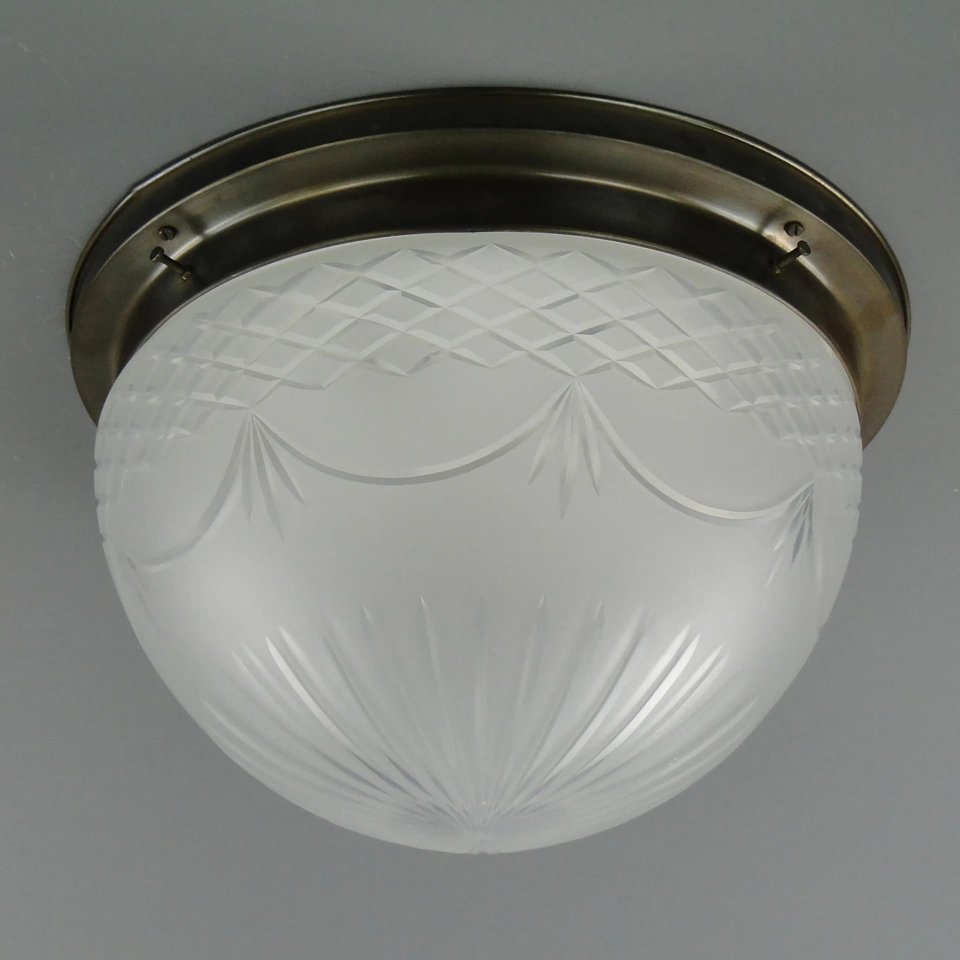 Art Nouveau Ceiling Light, silver brass, glass, Germany, 1970s - 162798