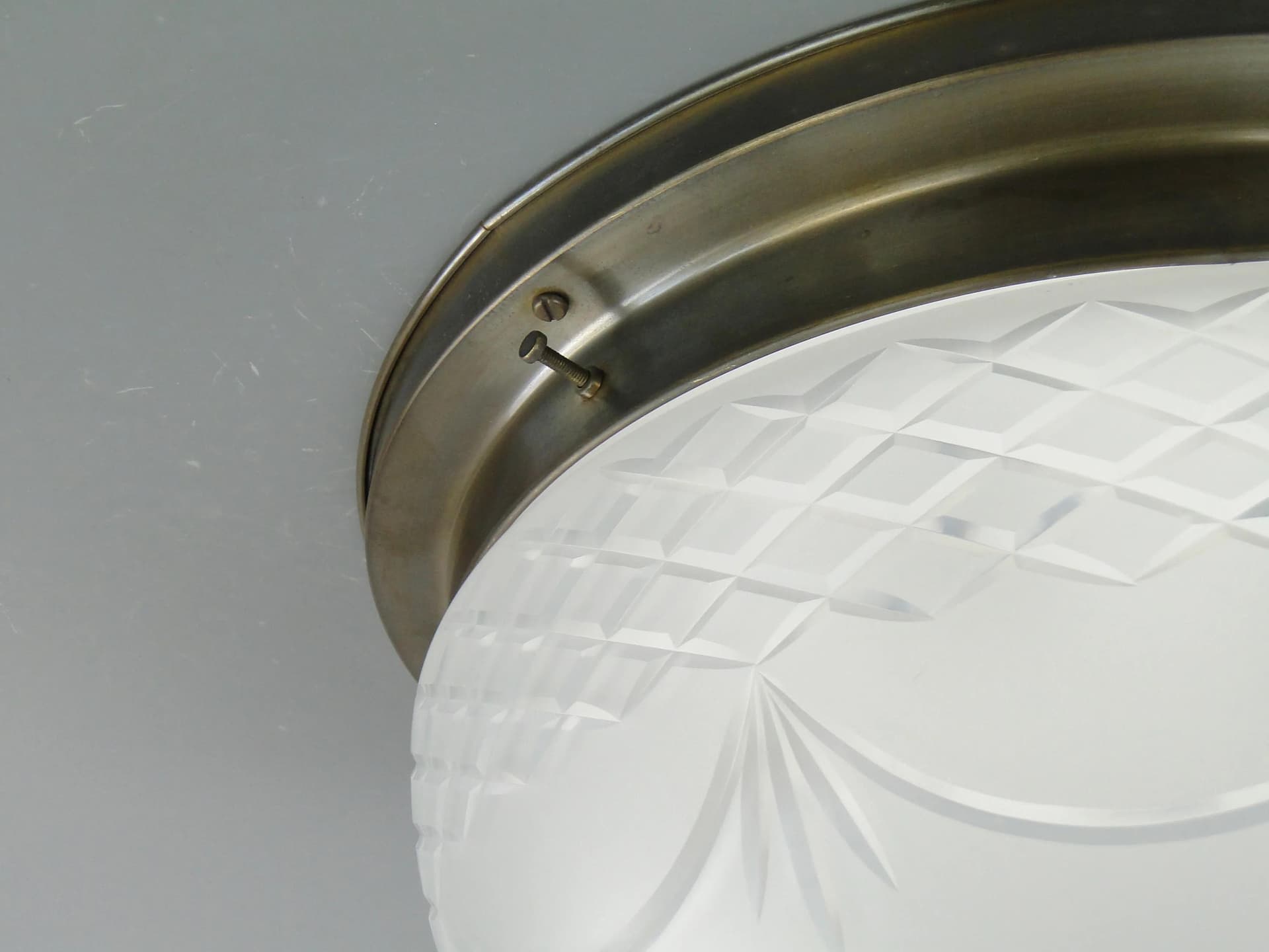 Art Nouveau Ceiling Light, silver brass, glass, Germany, 1970s - 162796