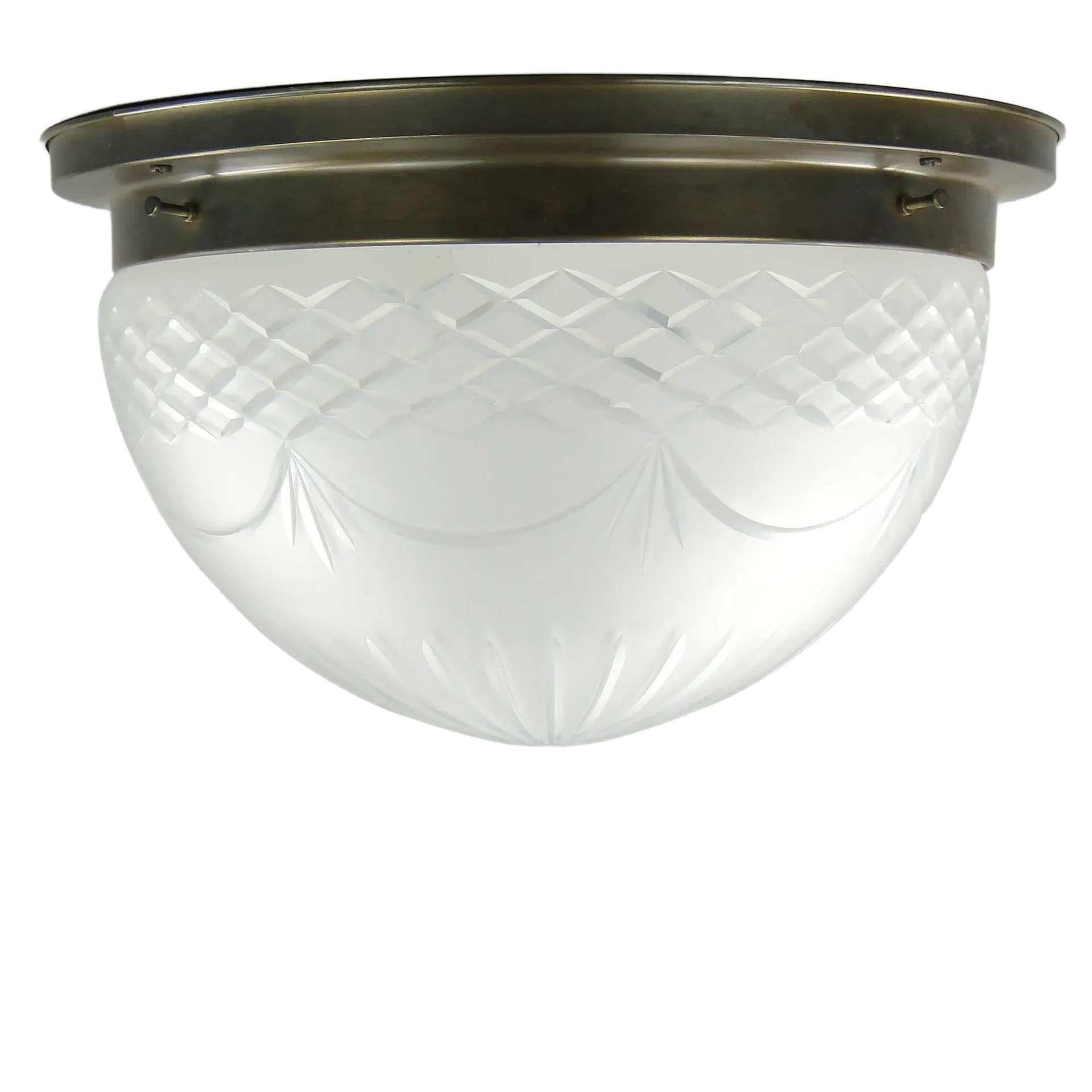 Art Nouveau Ceiling Light, silver brass, glass, Germany, 1970s