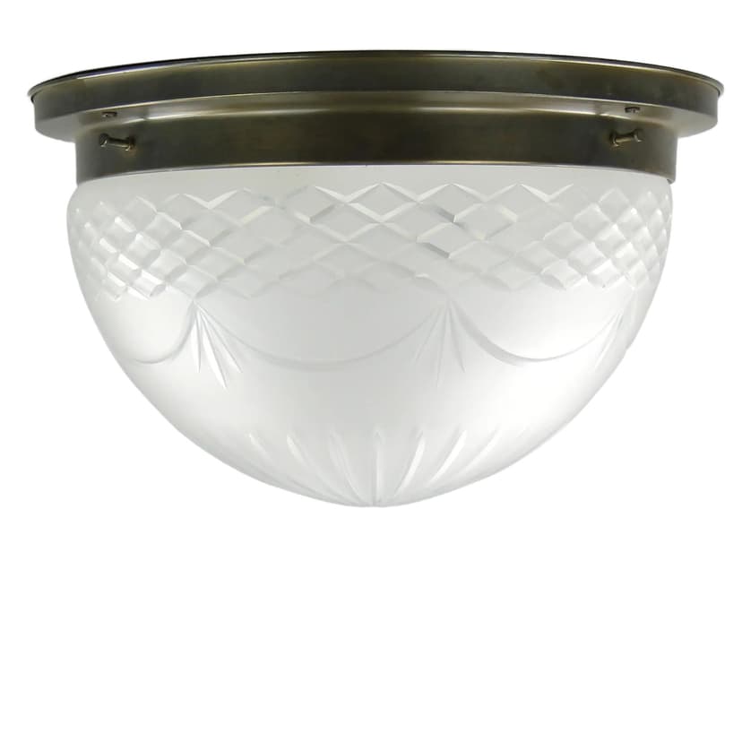 Art Nouveau Ceiling Light, silver brass, glass, Germany, 1970s