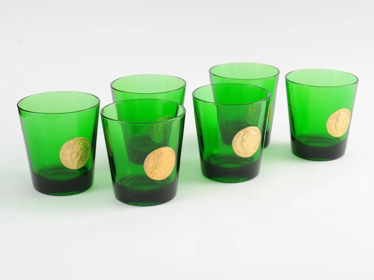 Set of glasses Byrrh, green glass, Italy, 1970s. - 162255