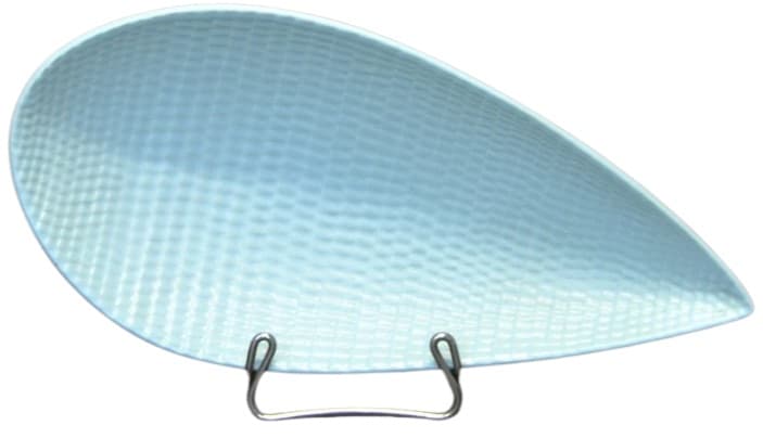 Pale Blue Leaf-Shaped Ceramic Dish, by S. Lindberg for Gustavsberg, Sweden, 1950s