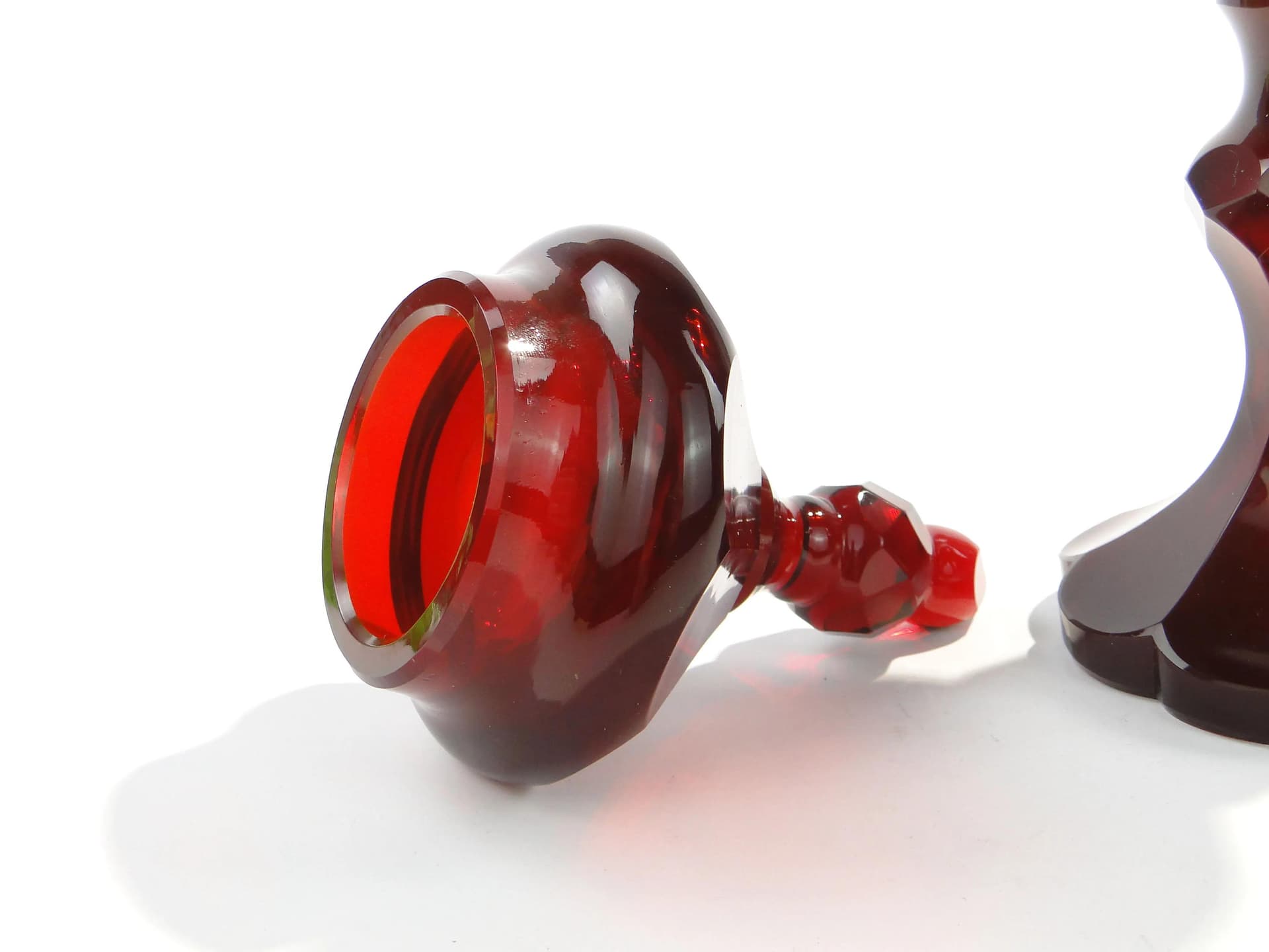 Goblet Art Deco, ruby red, crystal, Poland, 1920s - 162762