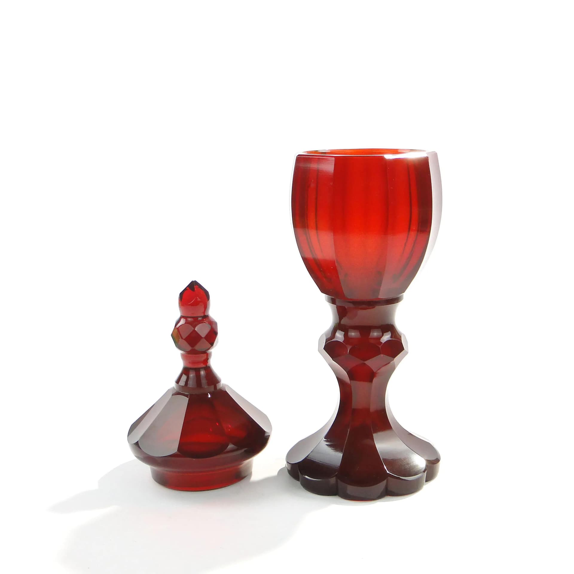 Goblet Art Deco, ruby red, crystal, Poland, 1920s - 162757