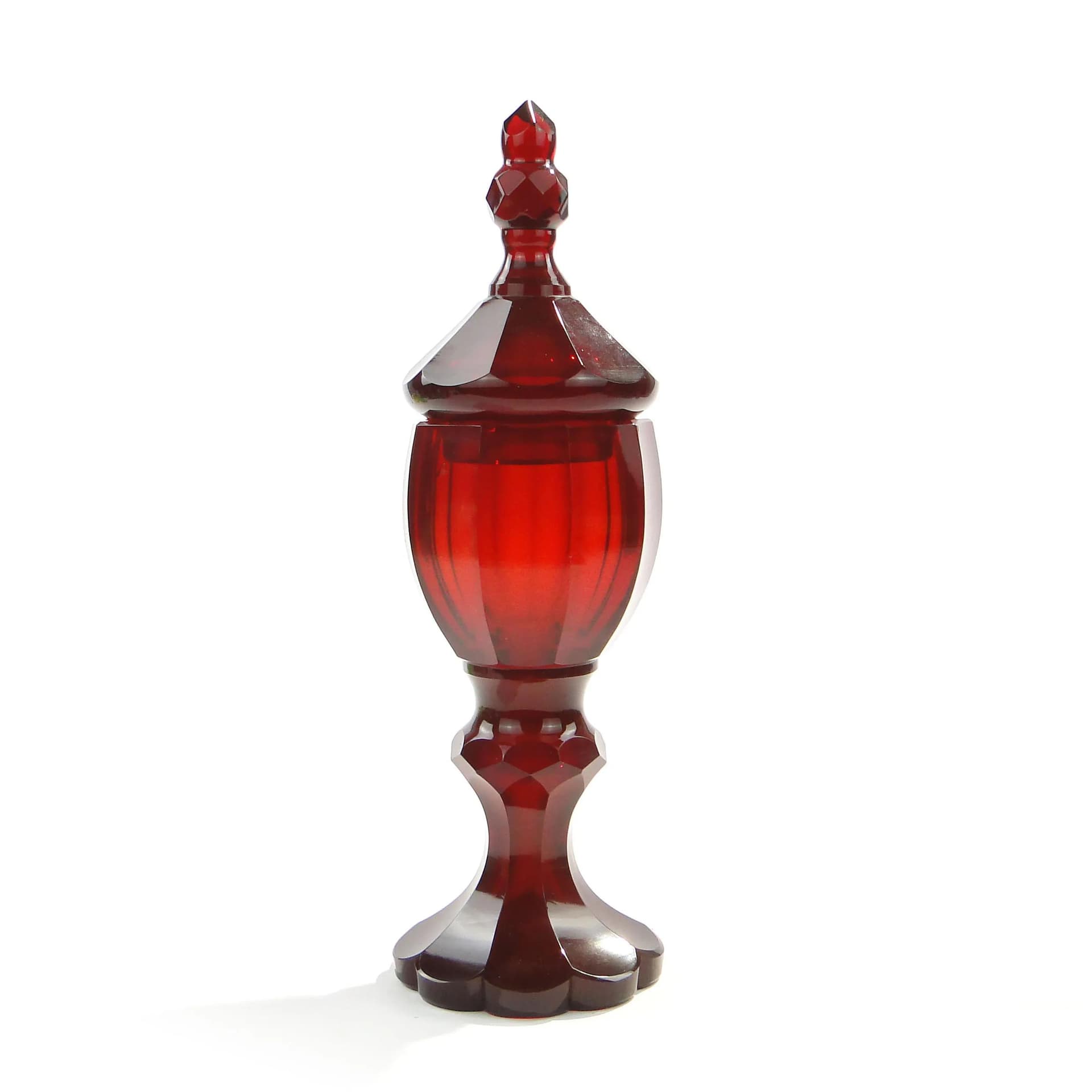 Goblet Art Deco, ruby red, crystal, Poland, 1920s - 162765