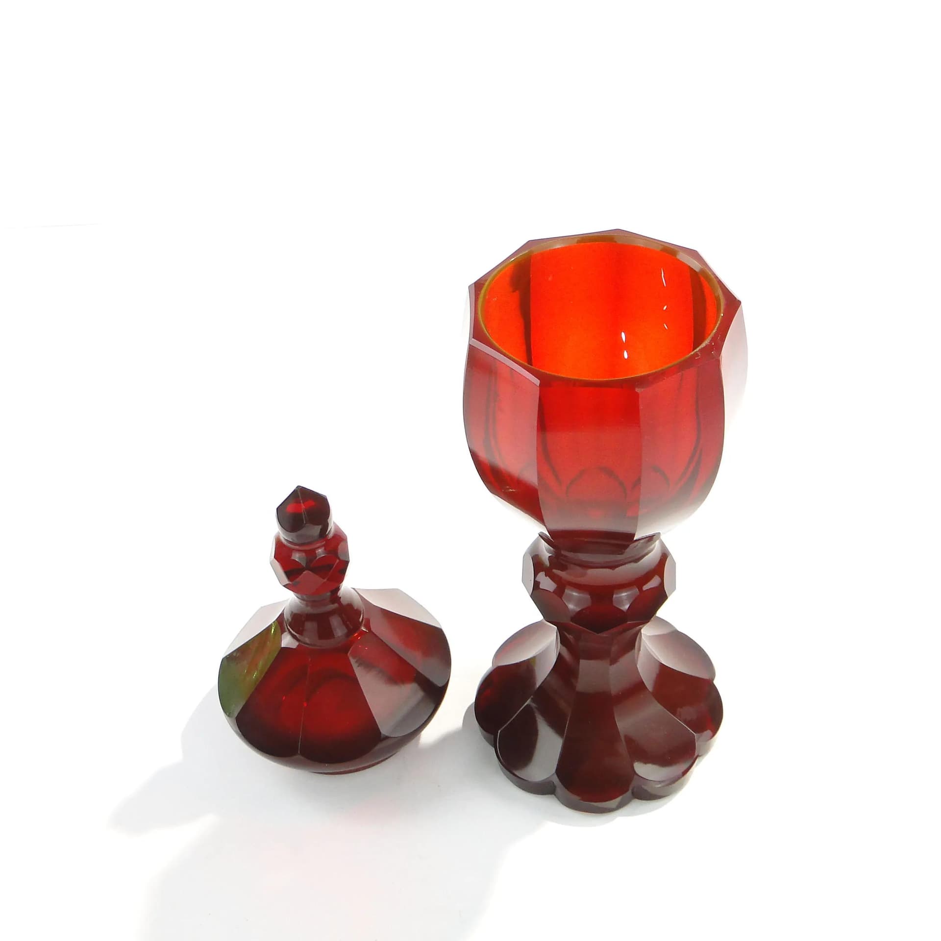 Goblet Art Deco, ruby red, crystal, Poland, 1920s - 162758