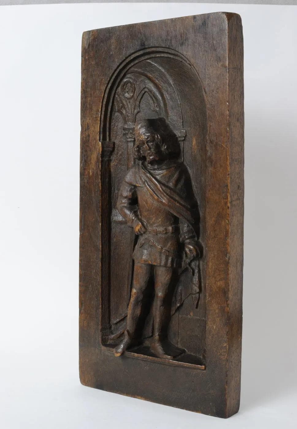 Neo-Gothic Bas-Relief, dark brown oak, 19th c. - 162195