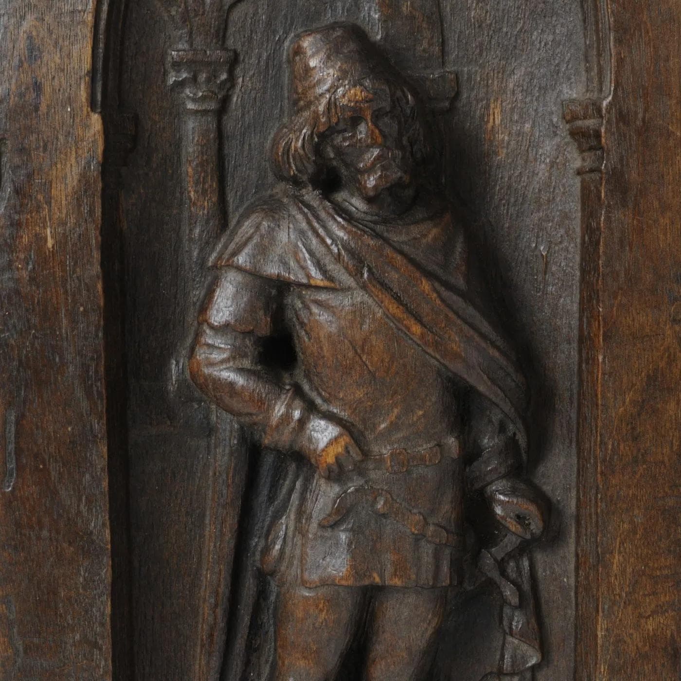 Neo-Gothic Bas-Relief, dark brown oak, 19th c. - 162198