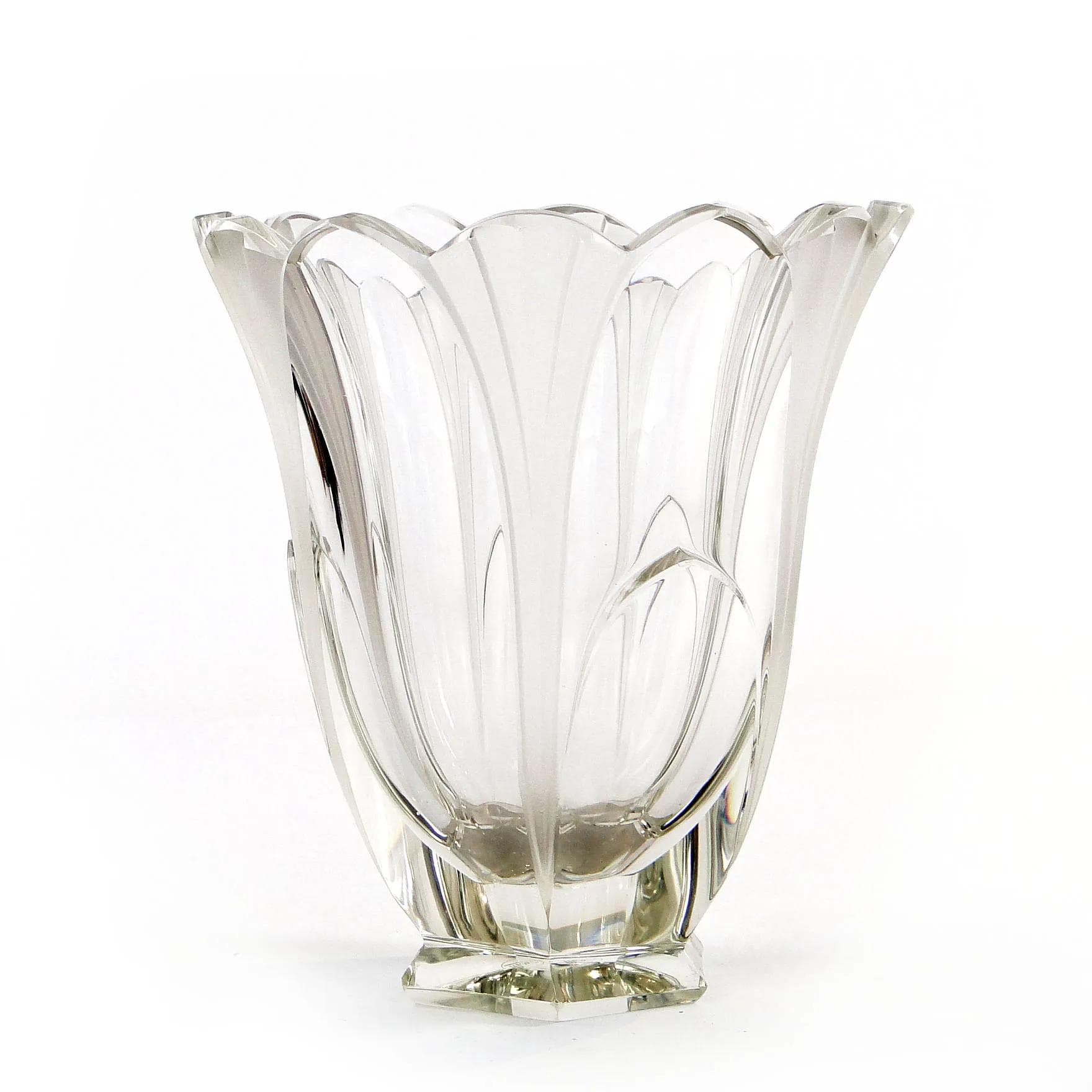 Vase Art Deco, transparent crystal, by R. Hlouszek, Czech Republic, 1920s - 10673