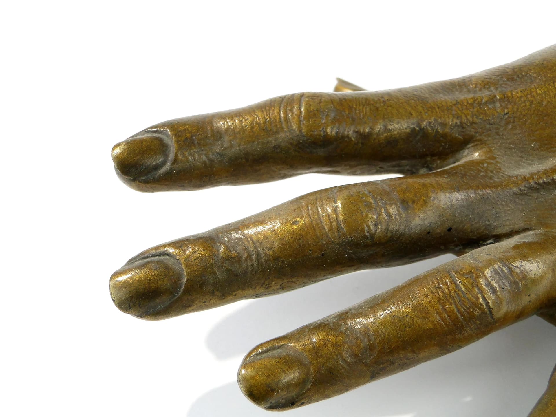 Rzeźba dłoń naturalnych rozmiarów, brąz złoty, Francja, początek XX w. - 162697