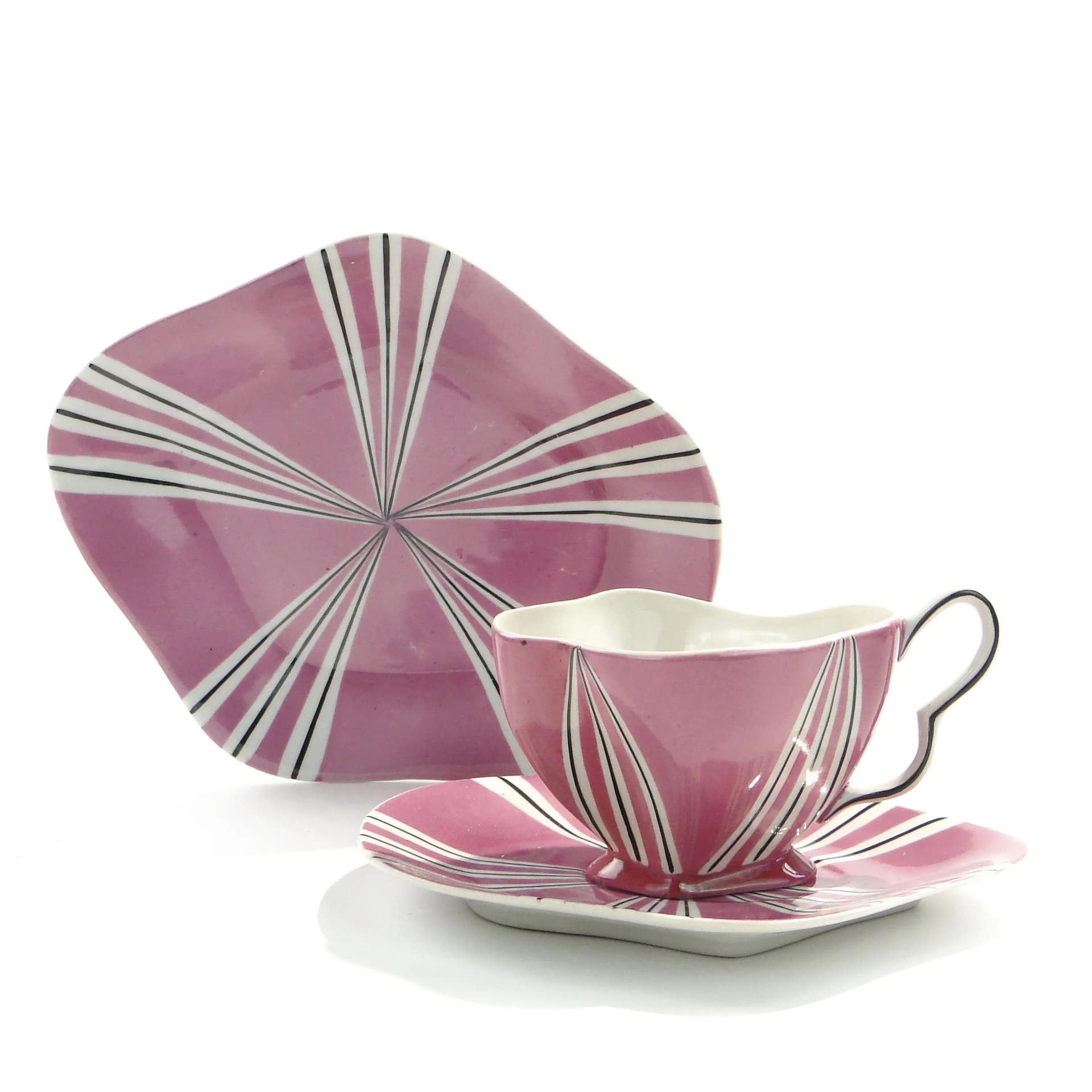 Zestaw śniadaniowy, porcelana różowa, proj. Z. Buksowicz, Steatyt, Polska, lata 60. - 162687