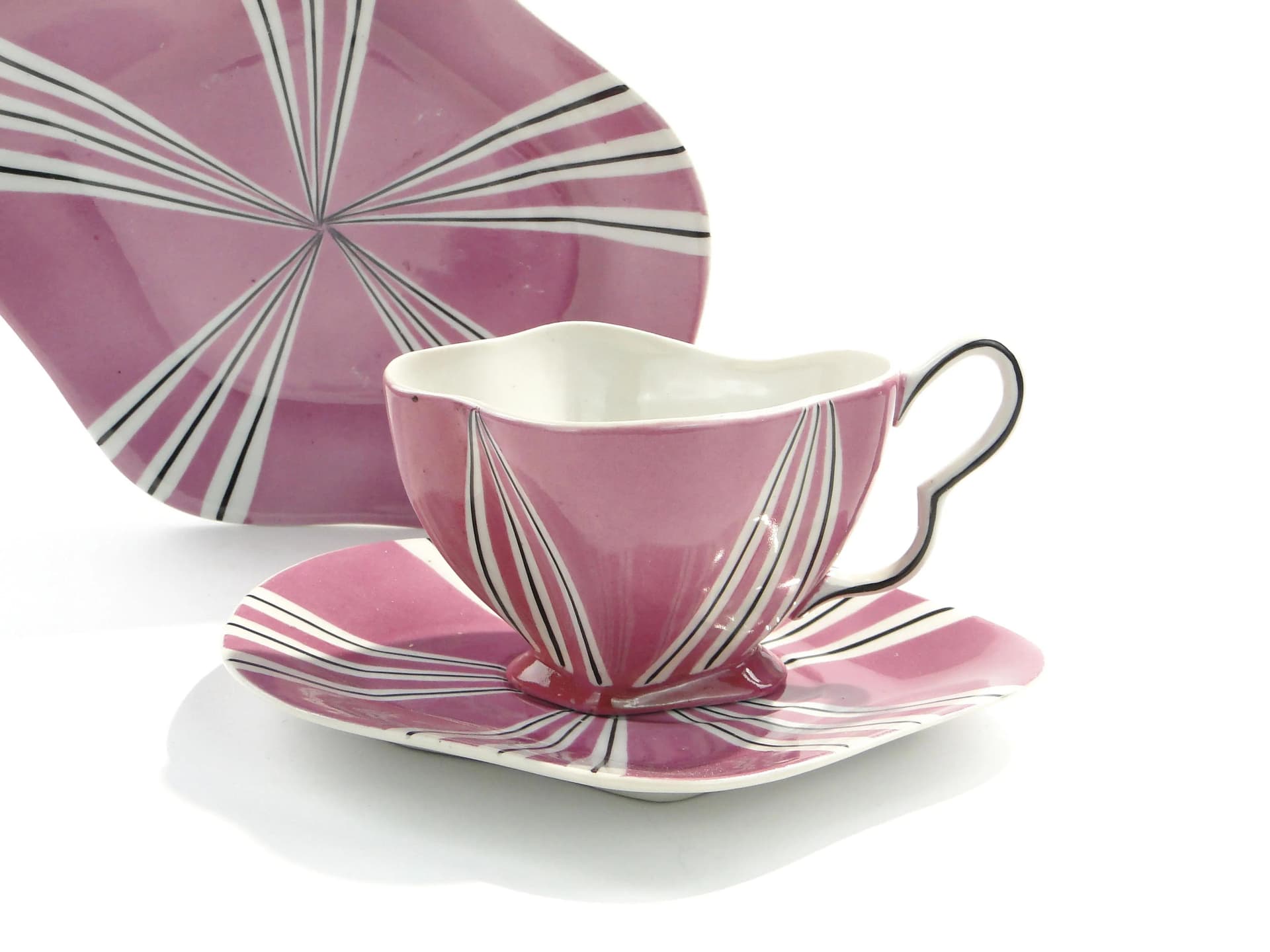 Zestaw śniadaniowy, porcelana różowa, proj. Z. Buksowicz, Steatyt, Polska, lata 60. - 162688
