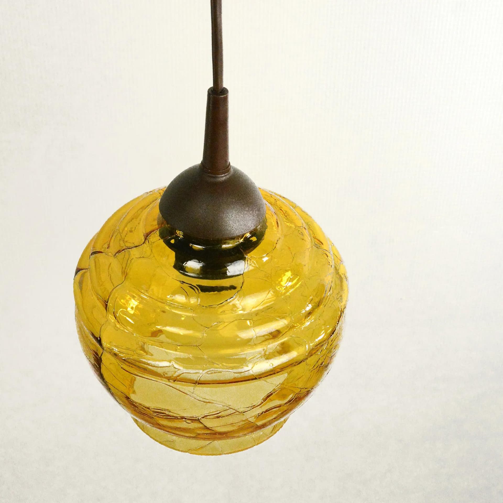 Pendant lamp, honey yellow glass, Poland, 1970s. - 163939