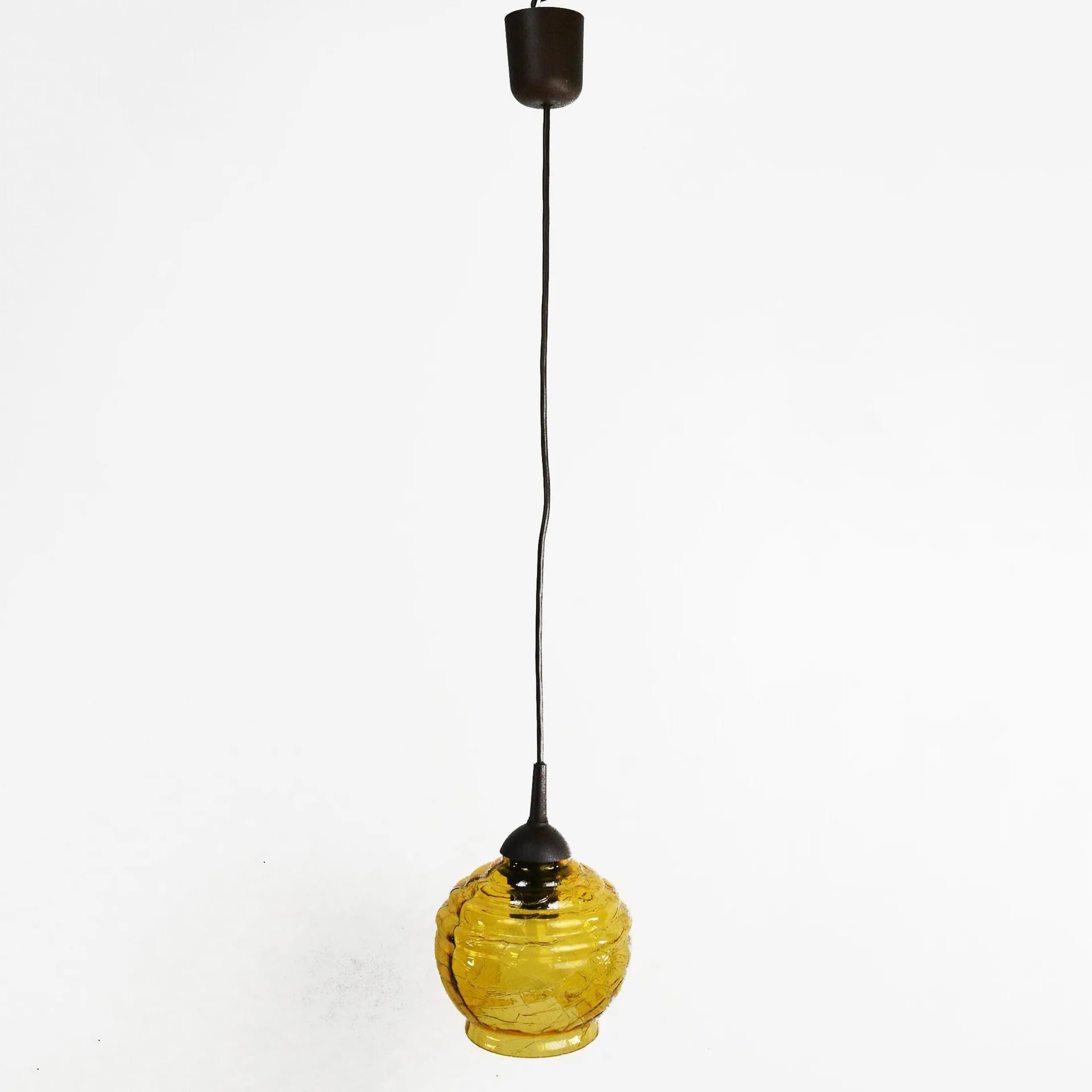 Pendant lamp, honey yellow glass, Poland, 1970s. - 163932