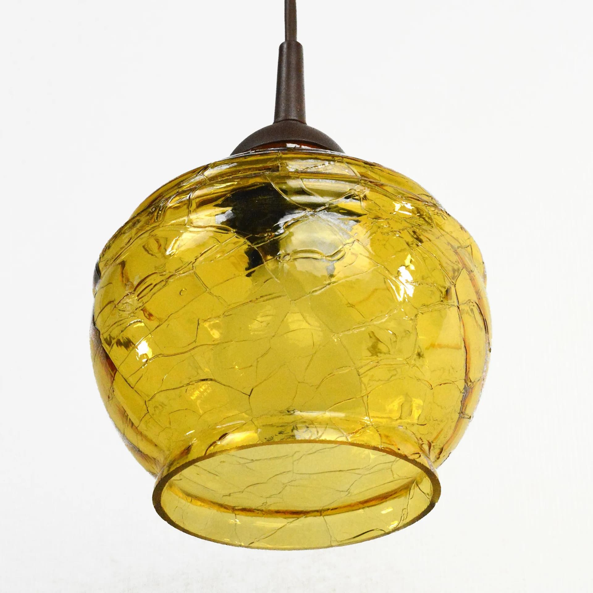 Pendant lamp, honey yellow glass, Poland, 1970s. - 163937