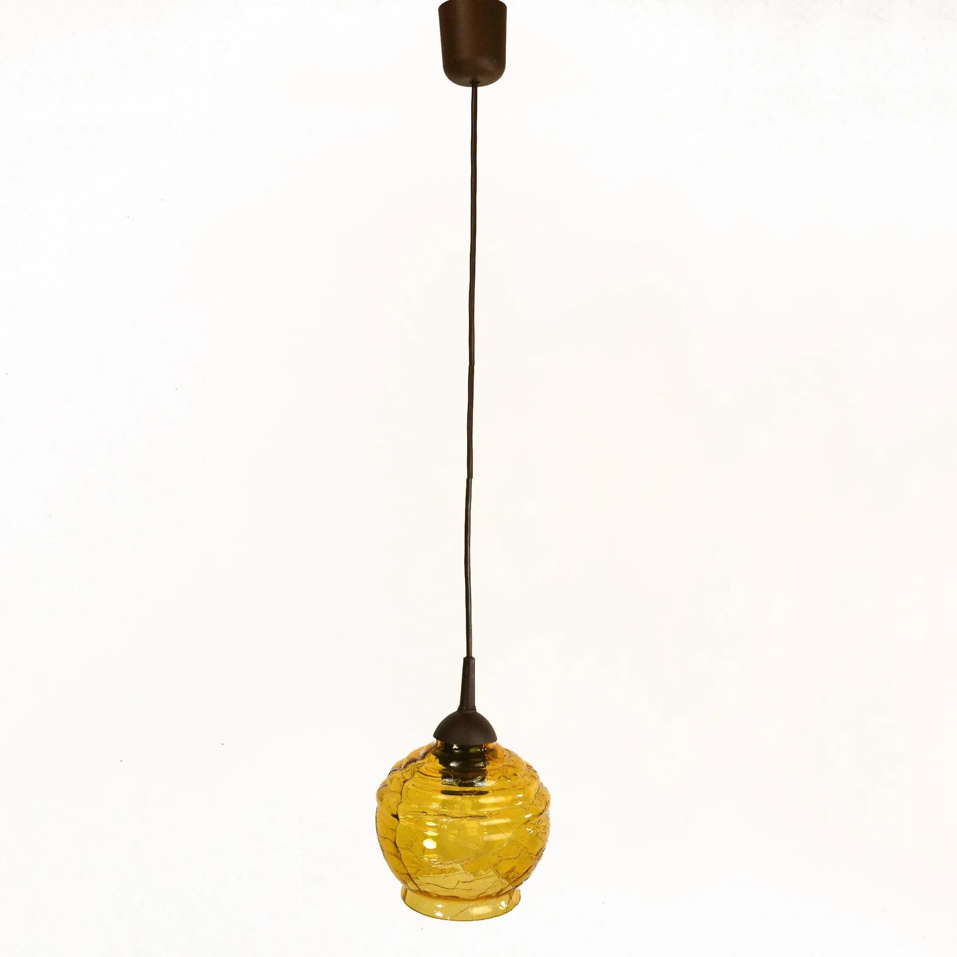 Pendant lamp, honey yellow glass, Poland, 1970s. - 163933