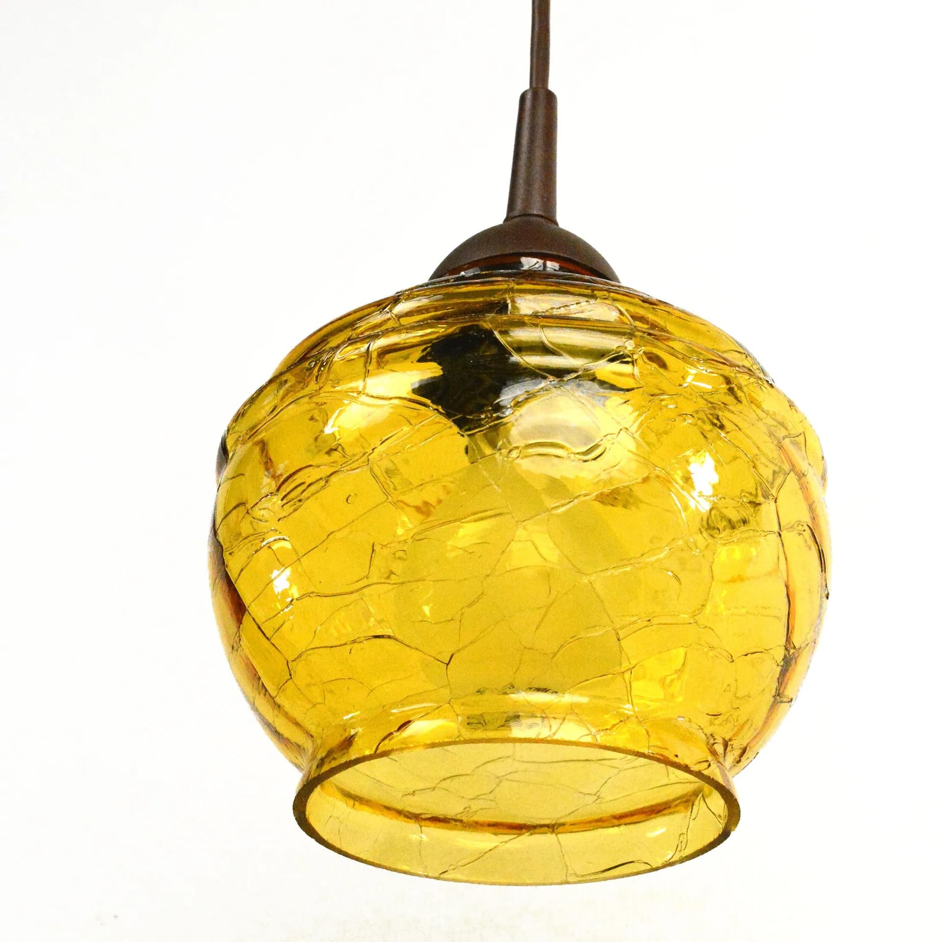 Pendant lamp, honey yellow glass, Poland, 1970s. - 163936