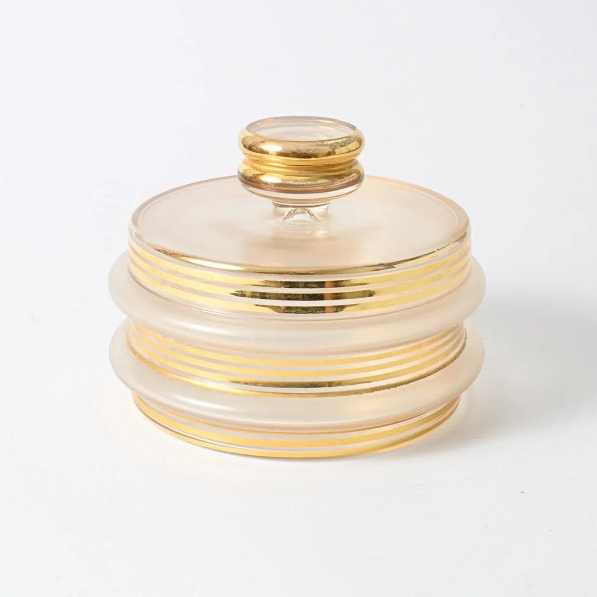 Puzderko art deco, szkło żółty-gradient przezroczysty, Czechosłowacja, lata 30. - 162122