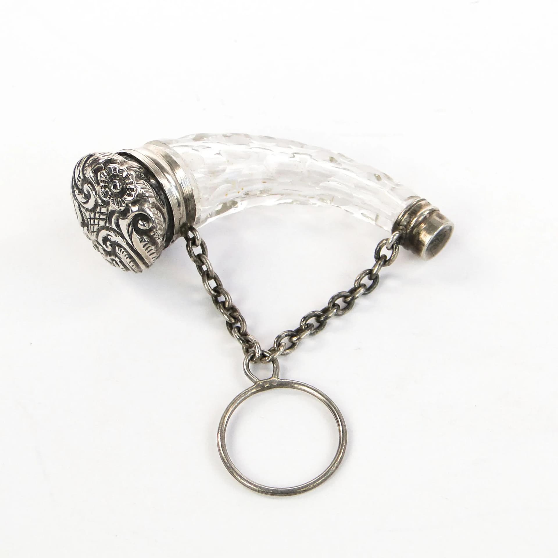 Zawieszka secesyjna róg obfitości, szkło kryształowe, srebro, Europa, początek XX w. - 162588