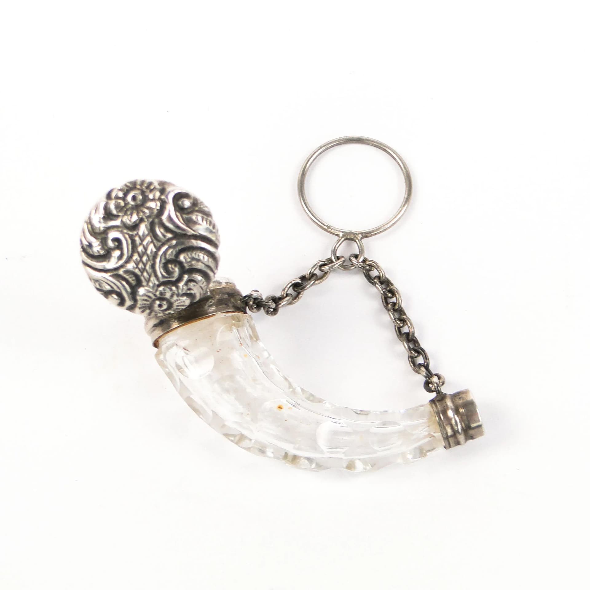 Zawieszka secesyjna róg obfitości, szkło kryształowe, srebro, Europa, początek XX w. - 162591