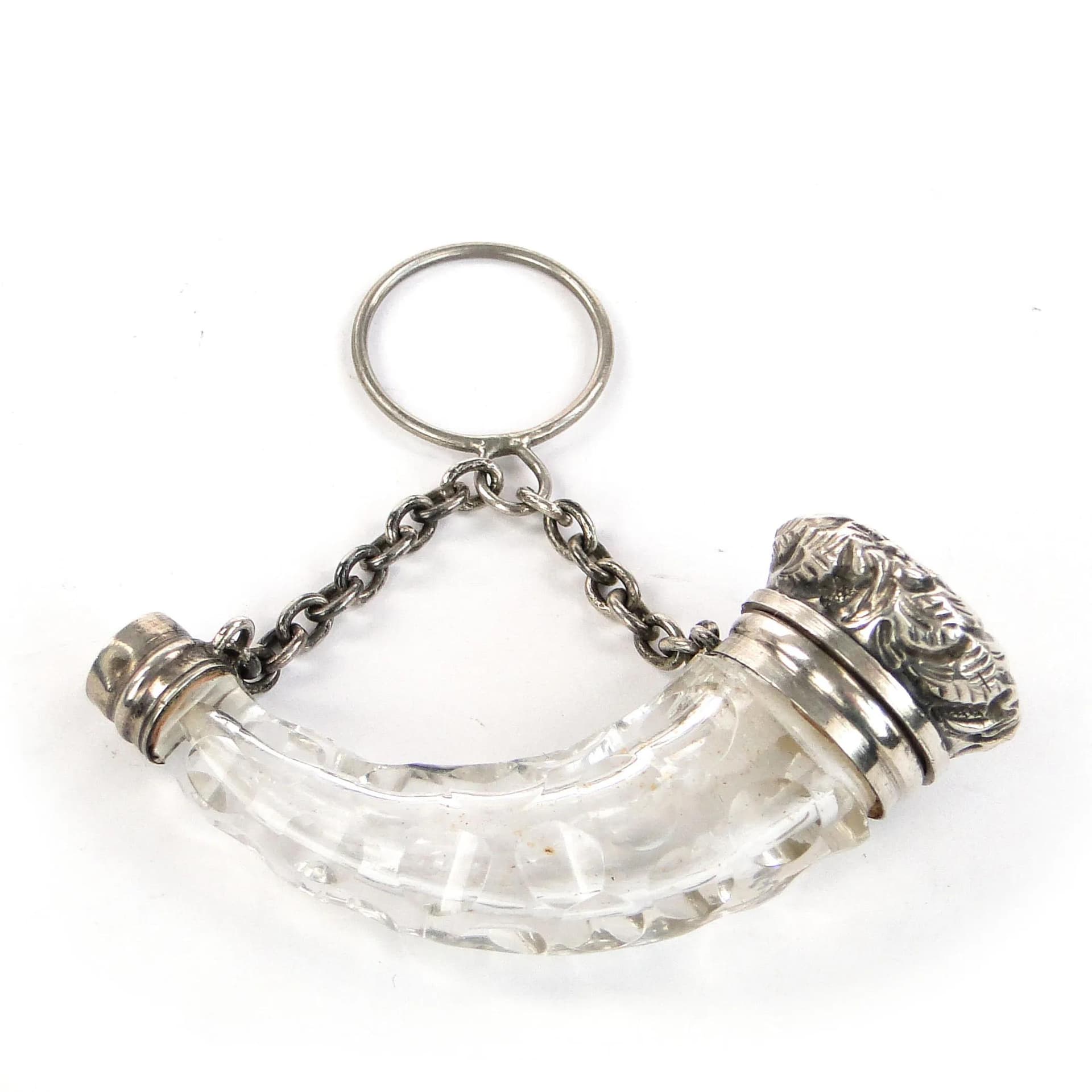 Zawieszka secesyjna róg obfitości, szkło kryształowe, srebro, Europa, początek XX w. - 162587