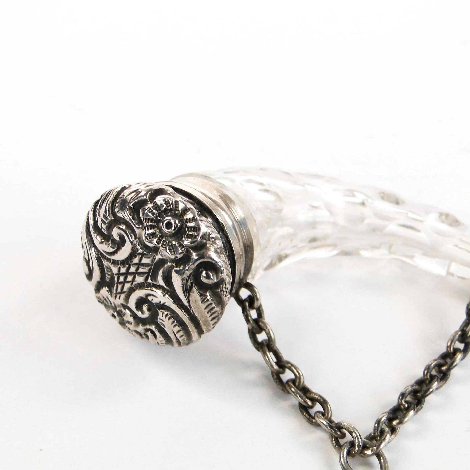 Zawieszka secesyjna róg obfitości, szkło kryształowe, srebro, Europa, początek XX w. - 162589