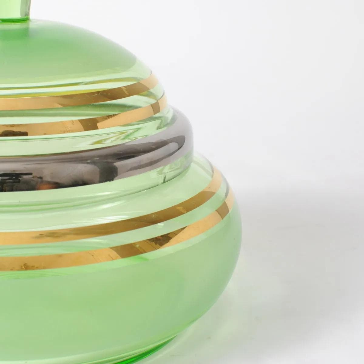 Bonbonniere Art Deco, green glass, De Rupel, Belgium, 1940s. - 162116