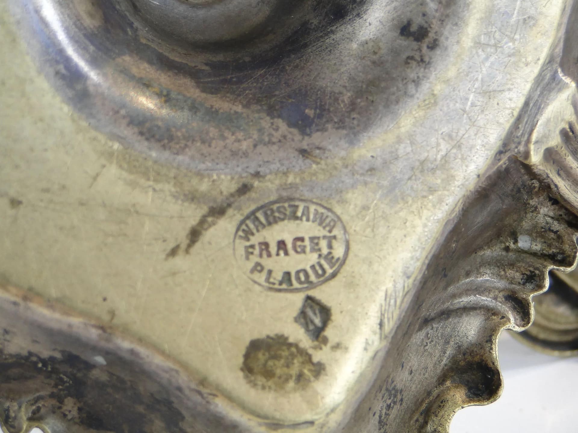 Kaganek, mosiądz platerowany srebrem złoty, Fraget, Polska, XIX w. - 10656