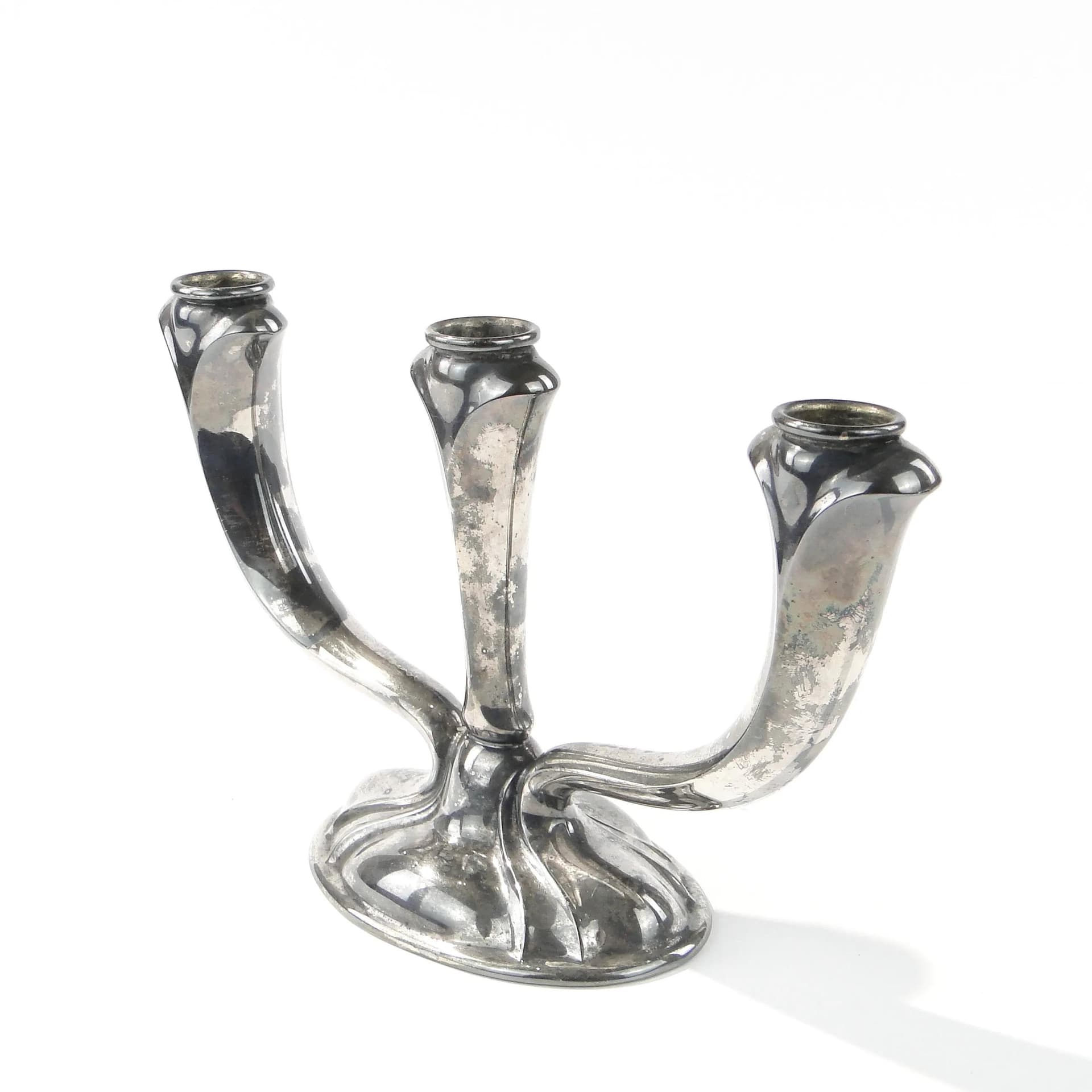 Kandelabr Art déco, srebro, mosiądz, Europa Zachodnia, lata 50. - 162561