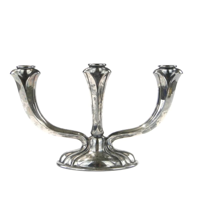 Kandelabr Art déco, srebro, mosiądz, Europa Zachodnia, lata 50.