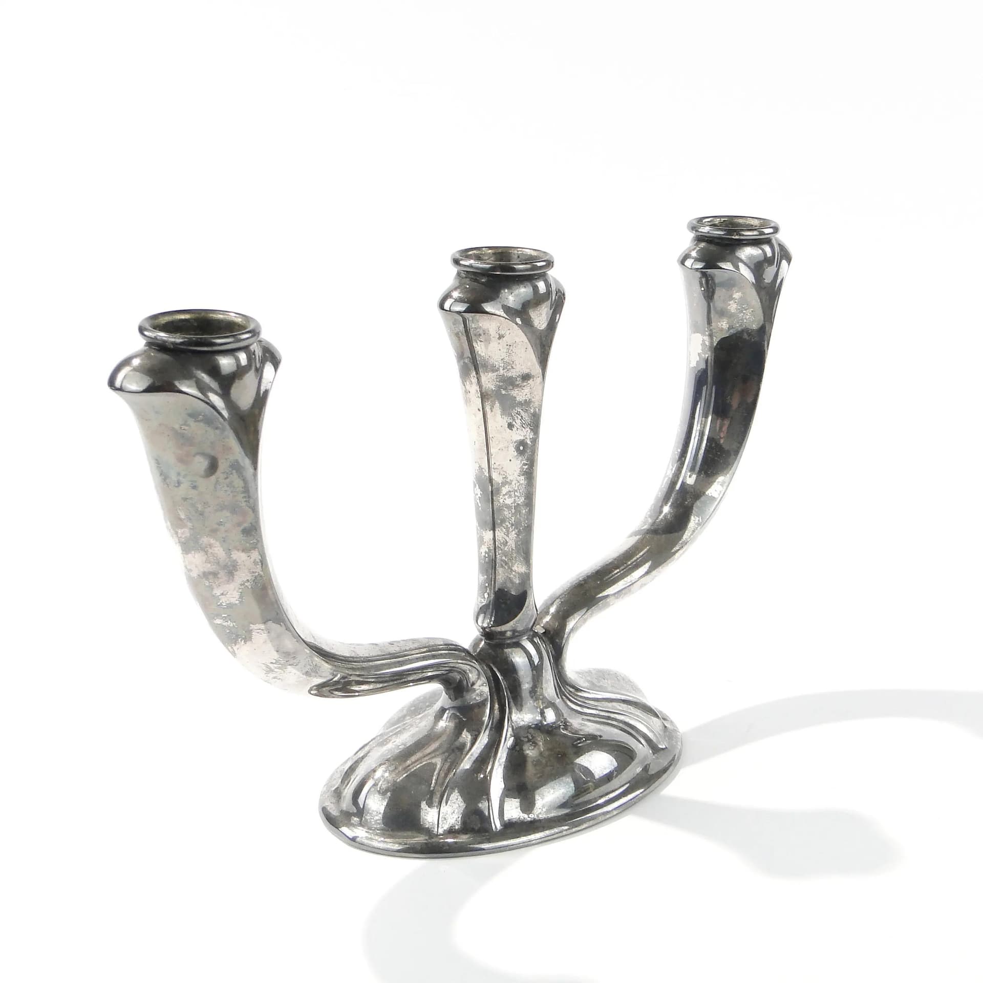 Kandelabr Art déco, srebro, mosiądz, Europa Zachodnia, lata 50. - 162560