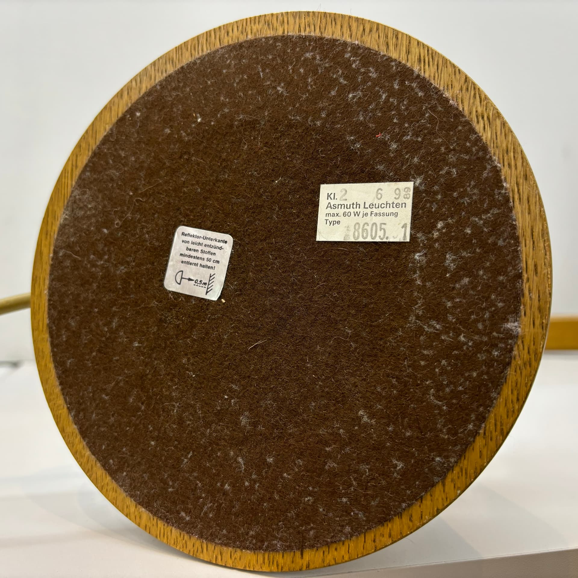 Lampa biurkowa, dąb jasny, mosiądz, Niemcy, lata 80. - 172513